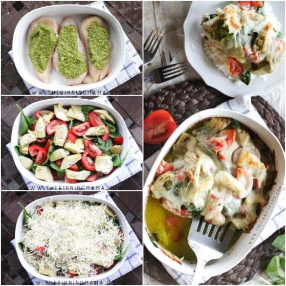 Step by Step How to make Easy Pesto Spinach Artichoke Chicken Bake Recipe