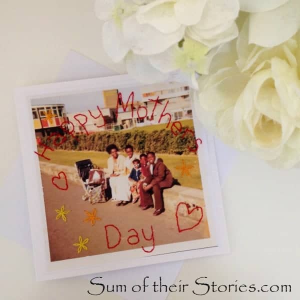 stitched photo mothers day card