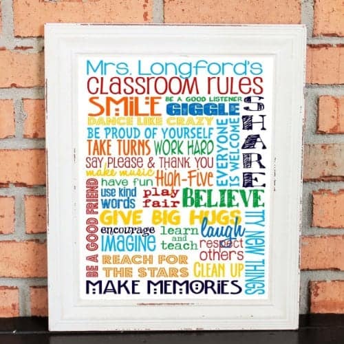 10+ Smarter Gift Ideas Teachers will Love: Personalized Classroom Rules | www.thepinningmama.com