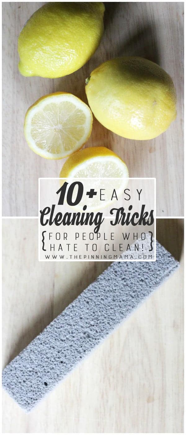Use lemons and pumice stones to easily remove mineral and hard water stains - See 10+ MORE Cleaning tips, tricks and hacks for people that HATE to clean here!