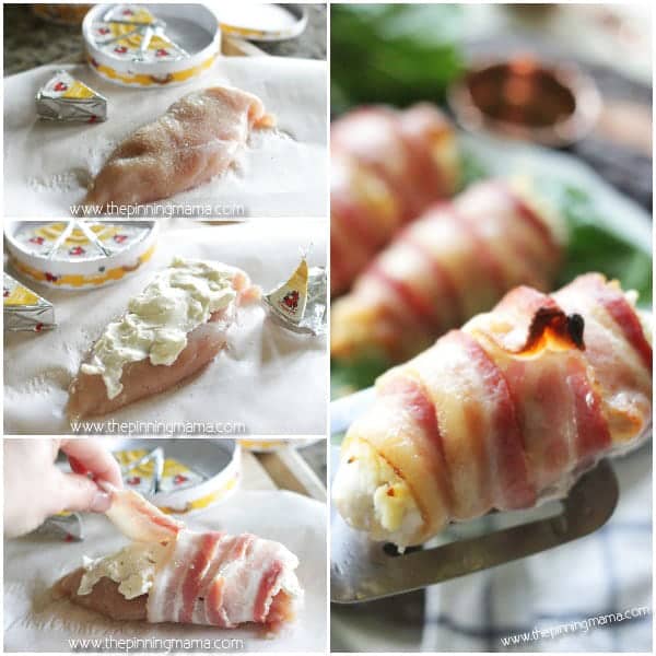 You will be STUNNED how easy this impressive dinner is to make!  Bacon Wrapped Creamy Asiago Chicken Bake - 4 ingredients and minutes of prep to an over the top delicious dinner!
