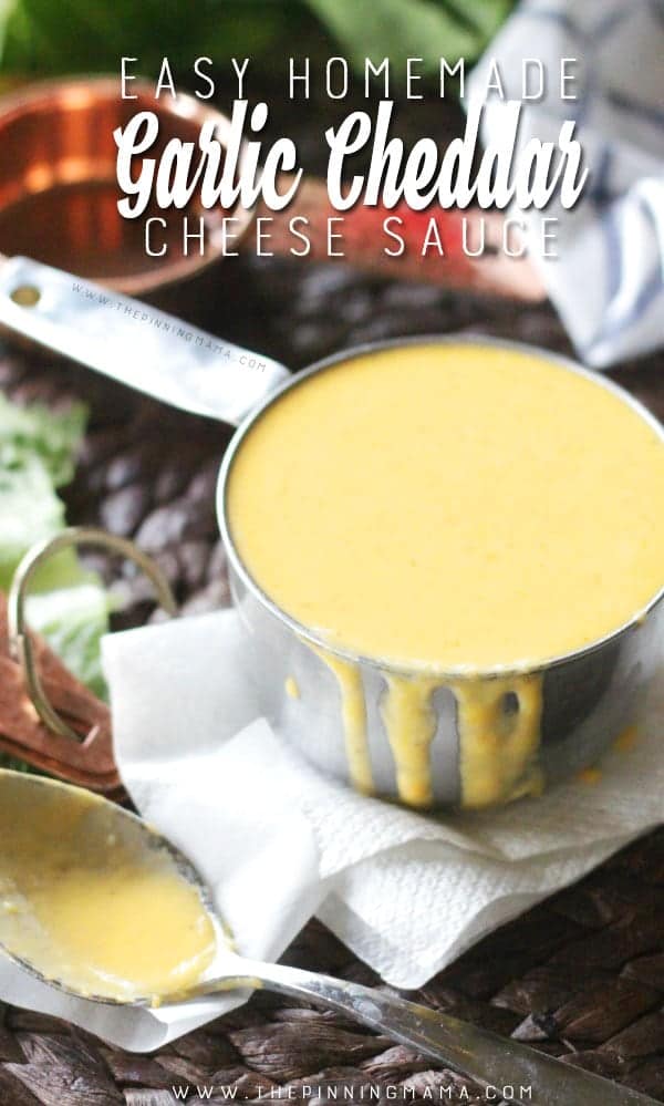 I LOVE this recipe! So quick and easy! Top any veggies or chicken with this garlic cheddar cheese sauce and it is like magic, my kids devour it!