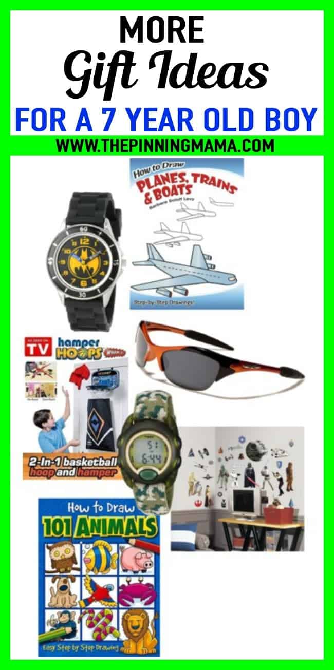 Best gift ideas for a 7 year old boy. More than 30 ideas including watches, sun glasses, drawing books, wall decals and more! These are Great ideas for birthday presents and Christmas presents