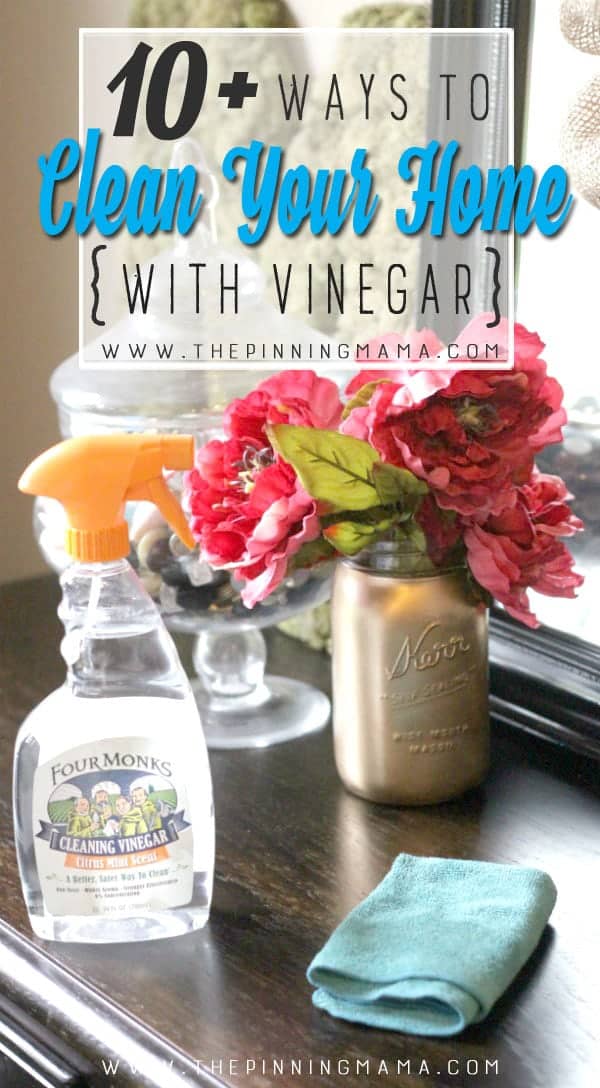 HUGE list of ways to clean around the home naturally using vinegar! Keep this handy for reference!