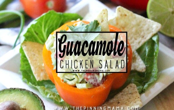 If you are a guacamole lover you can't miss this recipe! Guacamole Chicken Salad combines everything delicious from your favorite appetizer into creamy chicken salad to make it a fantastic easy lunch idea!