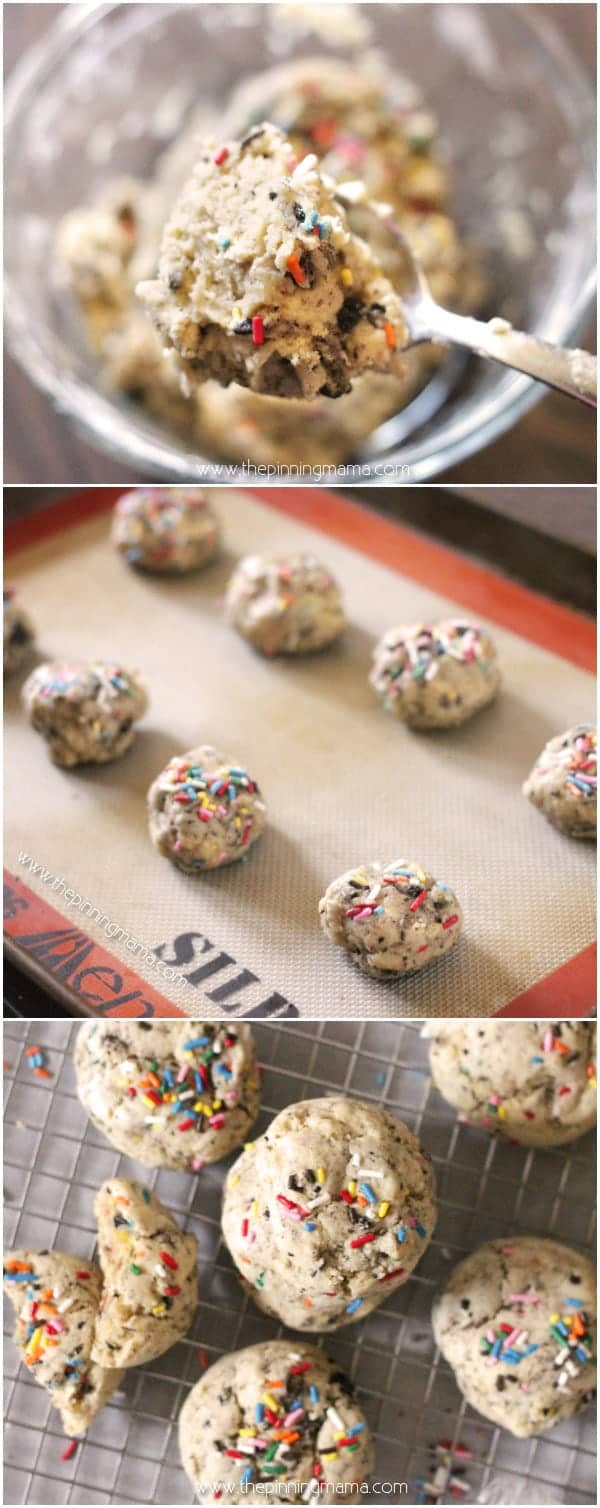 TIP: To get perfectly soft, thick, and chewy, keep a good eye on them at the end of the baking time. You want to remove them from the oven when they are just set in the middle, not golden brown all over. I usually can tell because the cookie looses it's 