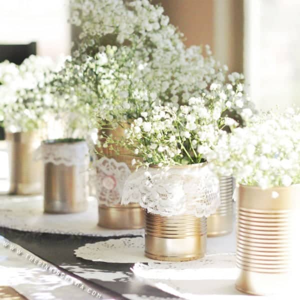 DIY Shabby Chic centerpiece -  I love this idea for a rustic wedding or southern themed event!  Such an easy thing to make yourself too!