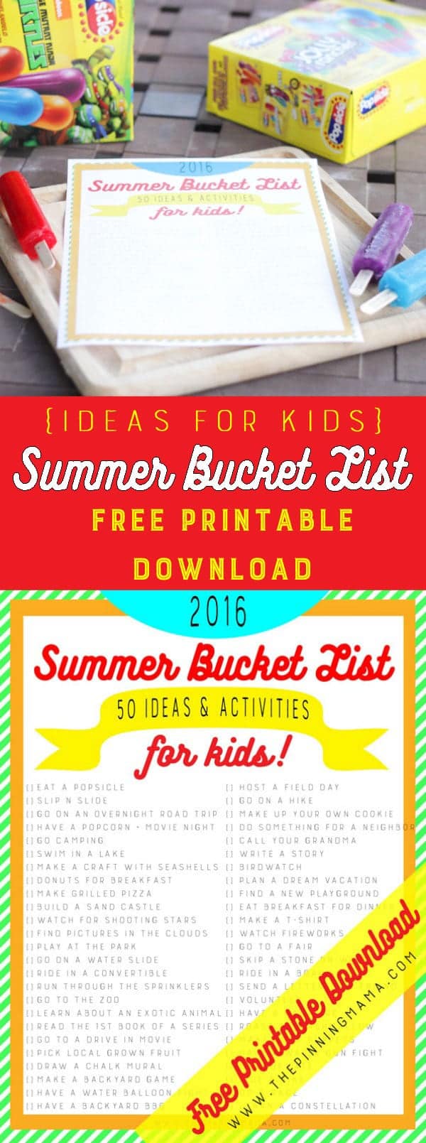 FREE Summer Bucket List - 50 ideas and activities to keep your kids busy this summer!