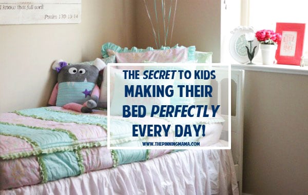 The SECRET to getting kids to perfectly make their bed every single day! This one thing changed our lives when it came to our small children being able to make their bed nicely and consistently. If you are a mom of preschoolers or elementary aged kids you NEED to take a look at this!