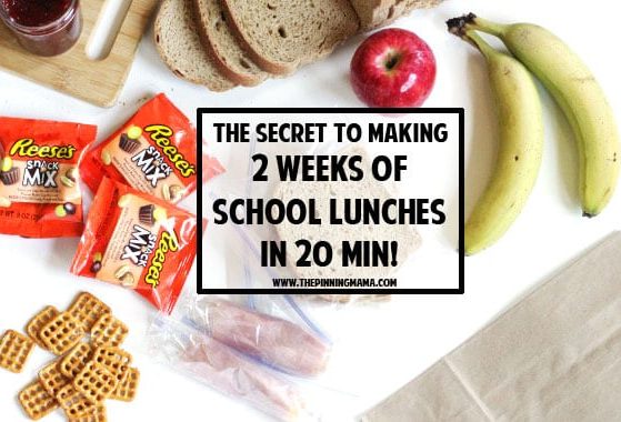 The SECRET to making 2 weeks of school lunches in 20 minutes! Genius lunch idea! I can totally do this with my kids and it makes the mornings so much quicker and easier! What a great hack!