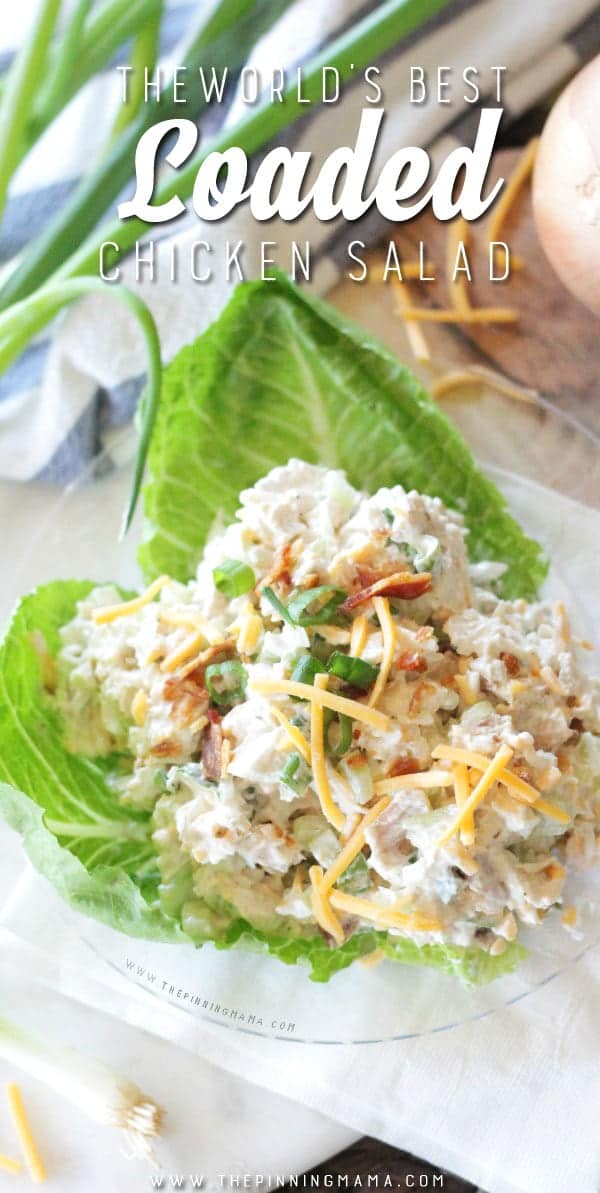 close up of single serving of chicken salad on lettuce wrap