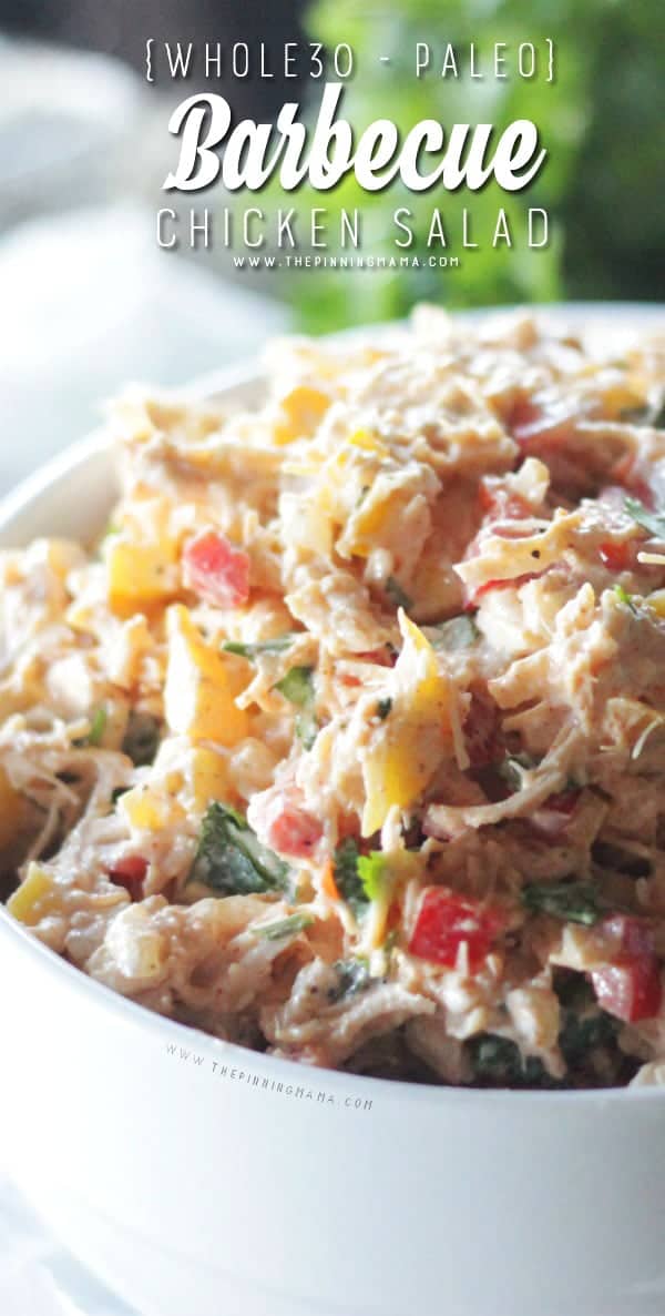 Barbecue Chicken Salad recipe - This recipe is naturally paleo, gluten free, dairy free and whole30 compliant but you will love it whether you are on a diet or not because it is absolutely DELICIOUS! It is a fast and easy recipe to make and is the perfect lunch or summer dish.