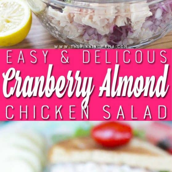 My go to chicken salad recipe! Cranberry Almond chicken salad is a classic recipe that people just love! It is perfect for a brunch, bridal or baby shower, and something that you might just want to keep in the fridge for lunch every day!