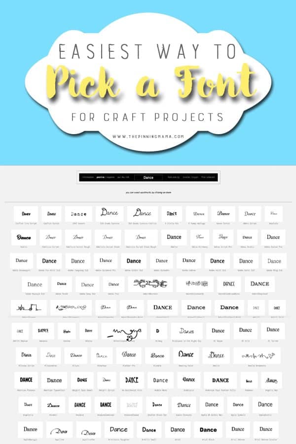 Easiest way to pick a font for your craft projects. This website is SO COOL! It will load all of the fonts on your computer side by side so you can see them and pick the perfect one!