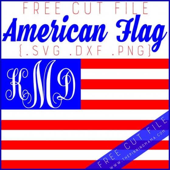 Free American Flag Cut File for Cricut or Silhouette CAMEO. SVG DXF and PNG format