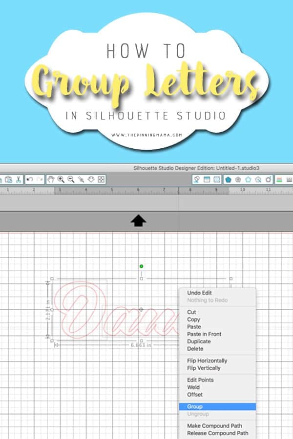 How to Group Letters in Silhouette Studio. This helps you keep perfect lines when you move the text around in your design.