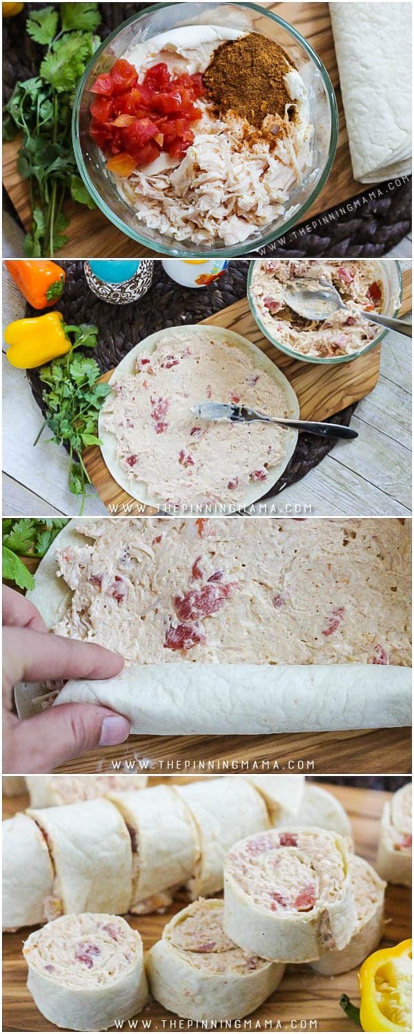Creamy Taco Roll Ups recipe - This makes a great appetizer idea and is ONLY 5 INGREDIENTS and takes just a few minutes to put together. Perfect for game day, tailgates or even for something fun to put into a lunchbox for school or work.