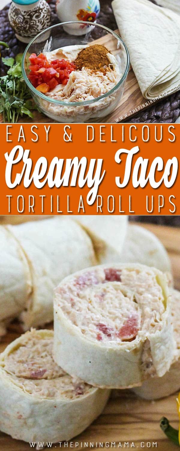 Creamy Taco Roll Ups recipe - This makes a great appetizer idea and is ONLY 5 INGREDIENTS and takes just a few minutes to put together.  Perfect for game day, tailgates or even for something fun to put into a lunchbox for school or work.