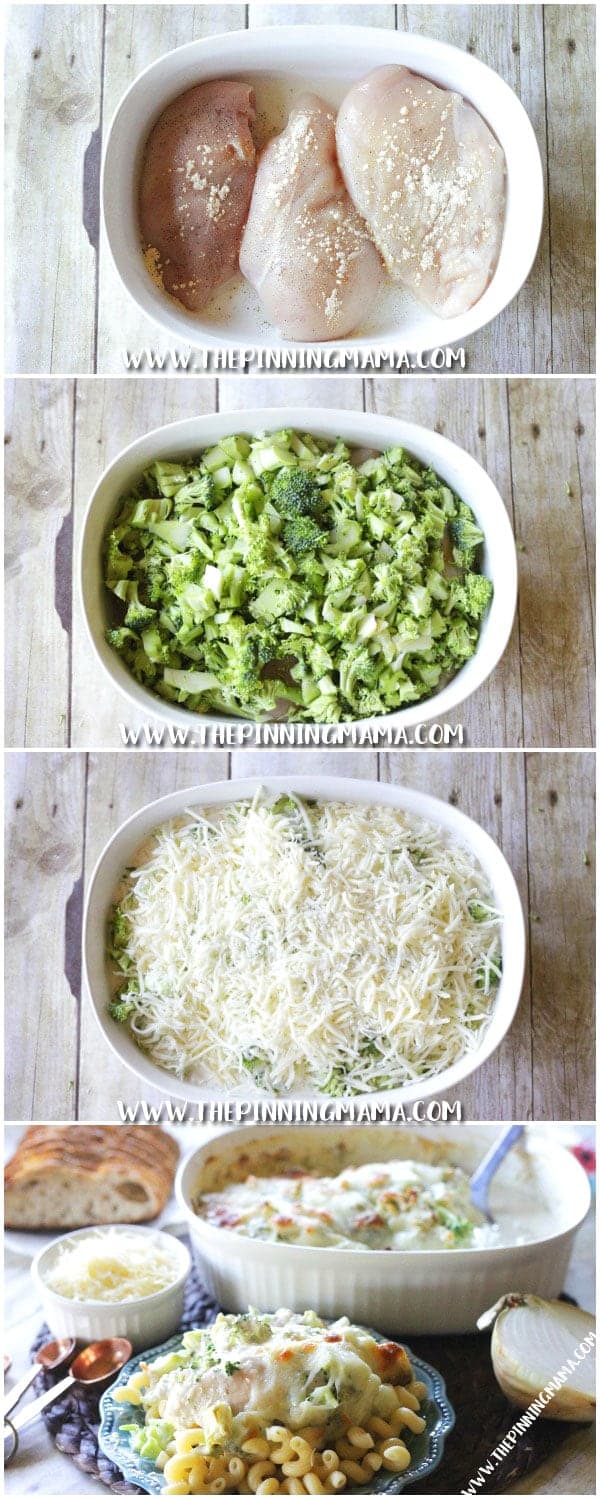 Broccoli Alfredo Chicken Bake Recipe: Easy + Delicious = Perfect dinner!! Only one dish and a few ingredients and you come out with a hot fresh super delicious dinner. This Easy Broccoli Alfredo Chicken Bake Recipe is perfect when you are looking for easy weeknight dinner ideas. Add this to your weekly meal plan!