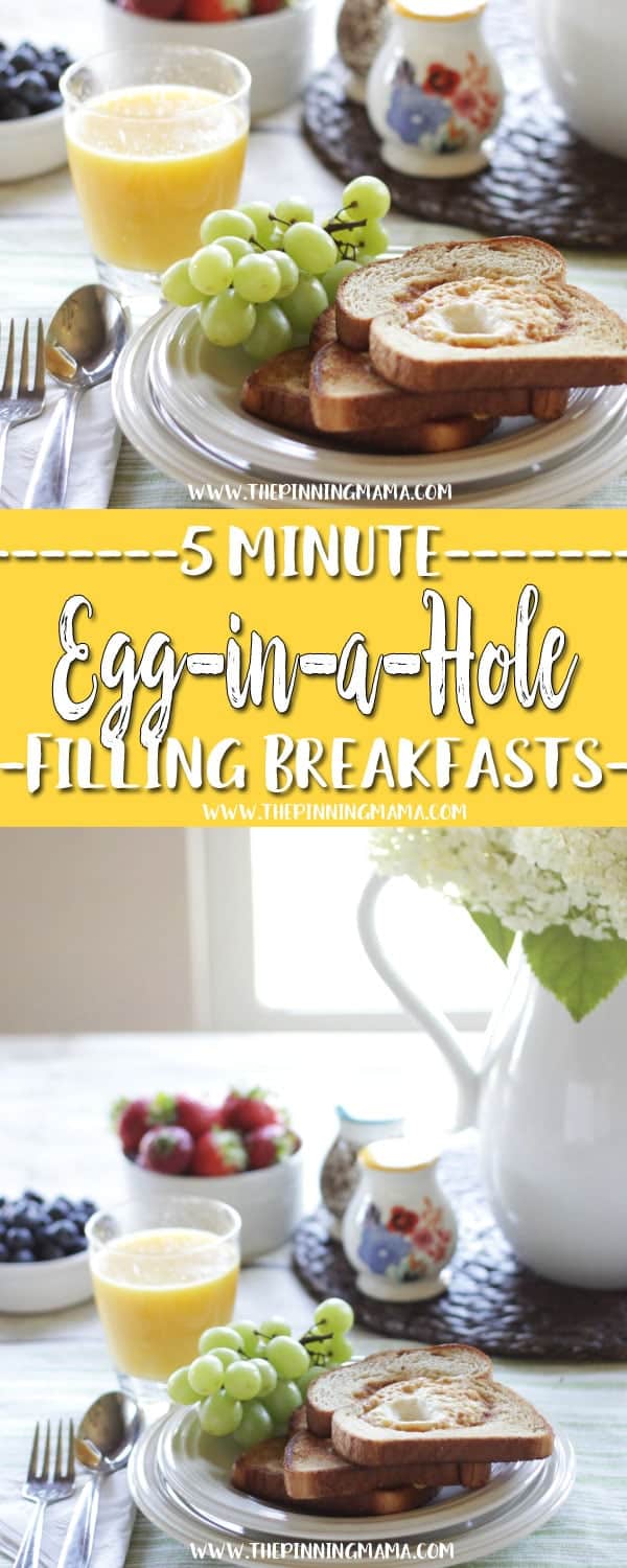 Egg-In-A-Hole : Fast Healthy Breakfast Idea - A total of six 5 minute breakfast ideas that you and your kids will love! Check out all the other ideas for lots of great quick breakfast ideas!