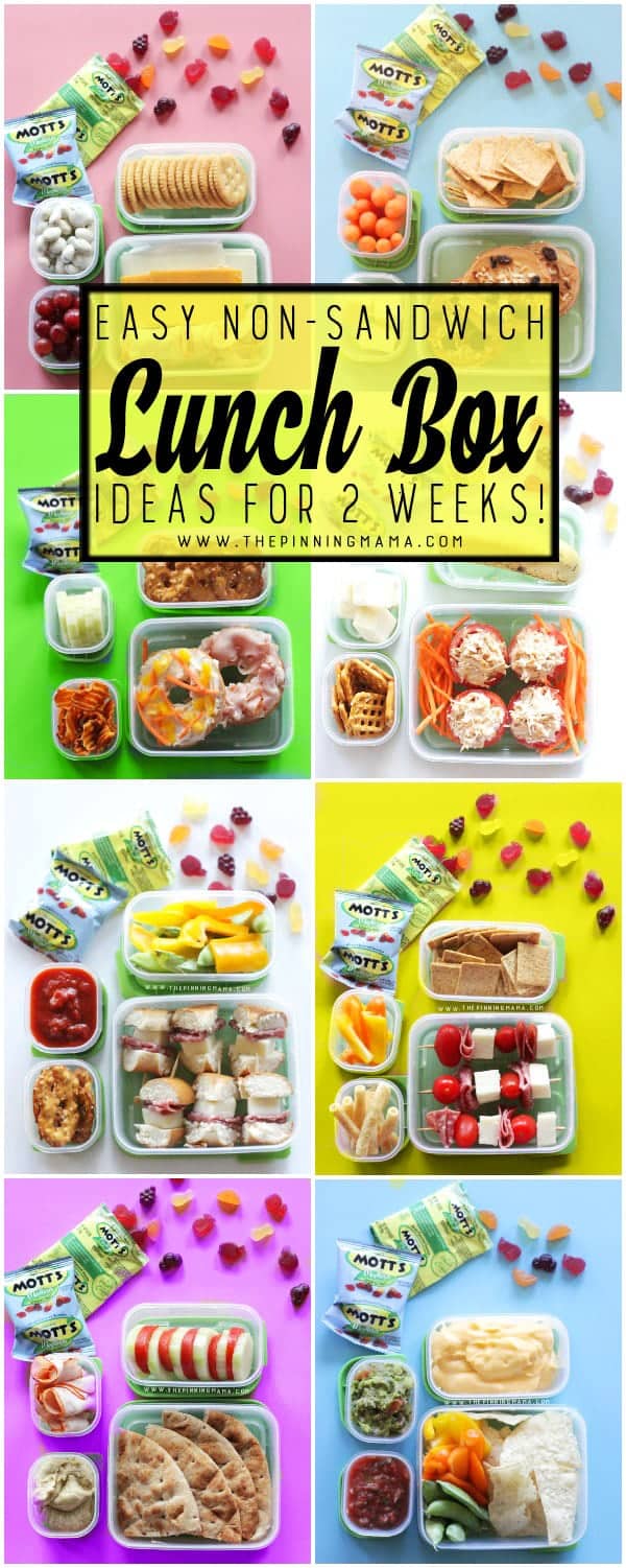 2 Whole weeks of Non-Sandwich - Easy to make - Super fun - Healthy Lunch Box ideas for kids. Forget boring sandwiches, your kids will love eating these lunches at school and I promise, they are all super easy to make!
