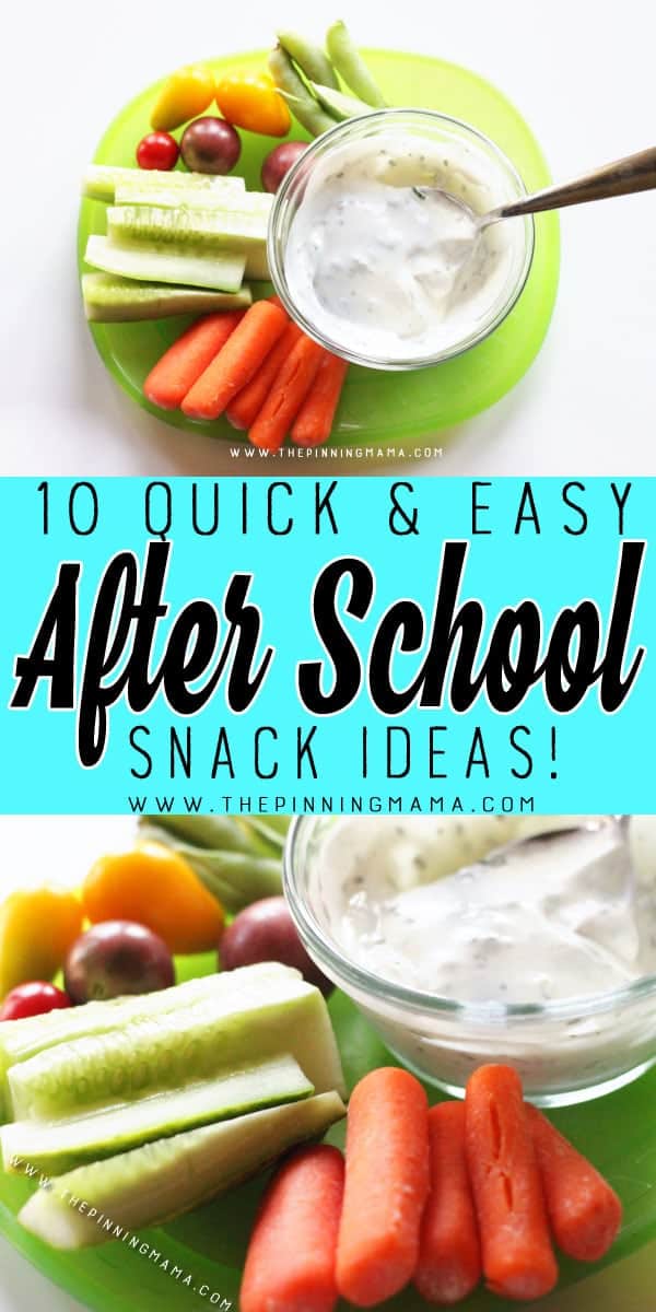 Ranch Dippers - 10 Quick and Easy After School Snack Ideas for Kids. You can literally make all of these in only 5 minutes!!
