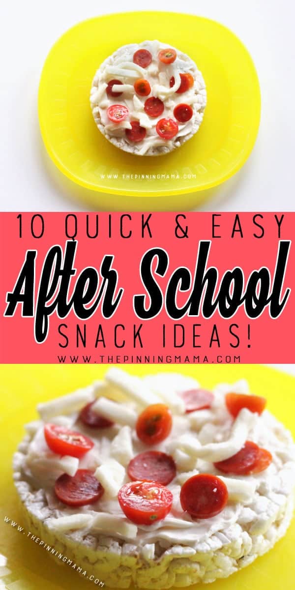 "Pizza" Rice Cake Snack - 10 Quick and Easy After School Snack Ideas for Kids. You can literally make all of these in only 5 minutes!!