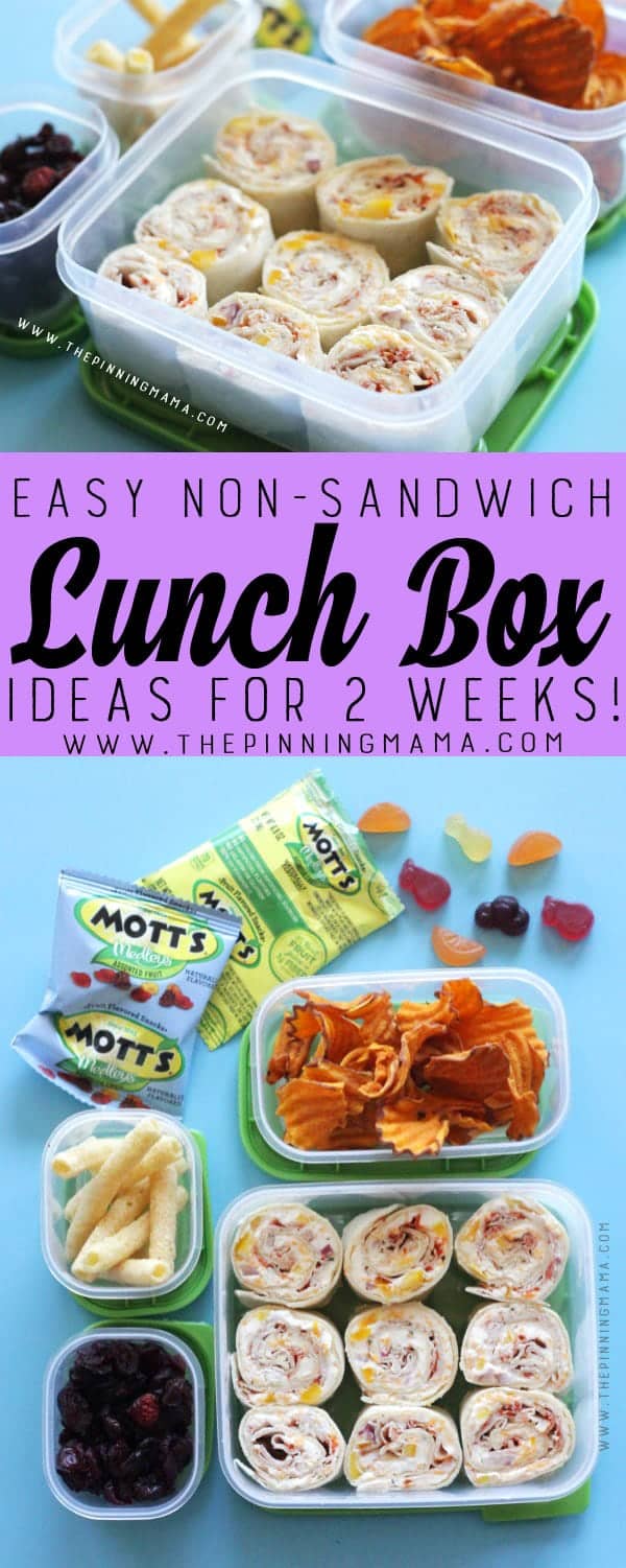 Turkey Ranch Roll Up - lunch box idea for kids! Just one of 2 weeks worth of non-sandwich school lunch ideas that are fun, healthy, and easy to make! Grab your lunch bag or bento box and get started!