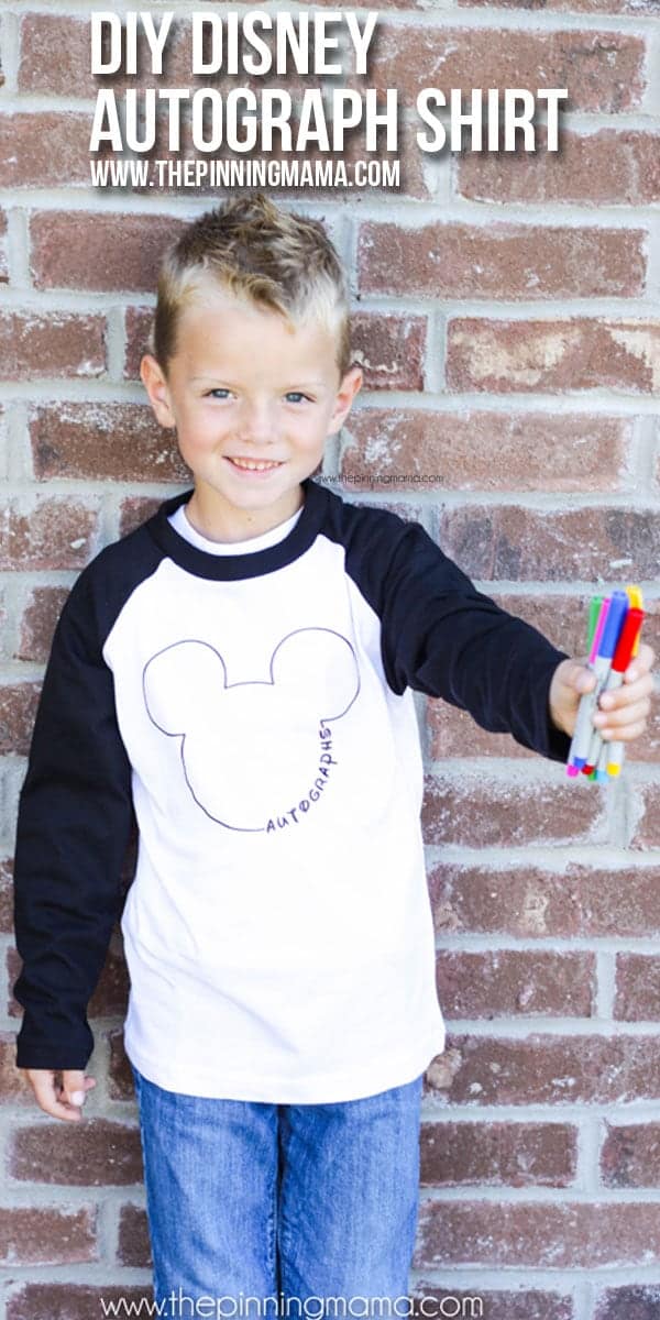 DIY Disney Autograph Shirt - Such an easy Silhouette craft idea! Totally doing this for our next trip to Disney World! My kids will absolutely LOVE it!!