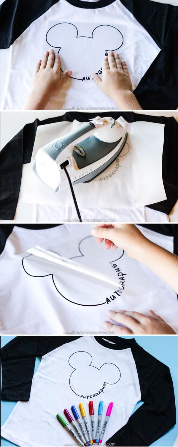 3 step Disney Shirt - Iron on Mickey Mouse Autograph Shirt for Disneyland! This is such an easy project and my kids will LOVE it!