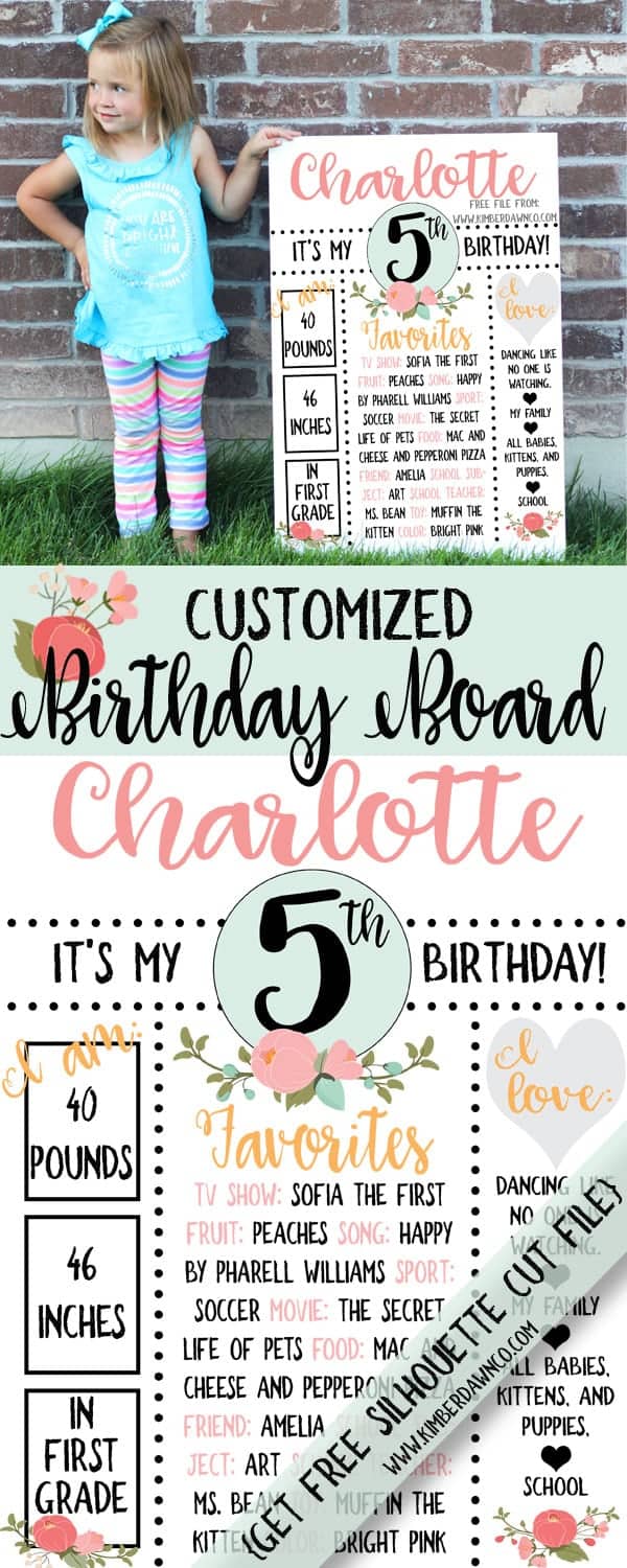 Grab this adorable FREE birthday board cut file to customize and make with your Silhouette CAMEO or Cricut cutting machine. Free customizable printable also available! Includes file types: svg, dxf, and png.