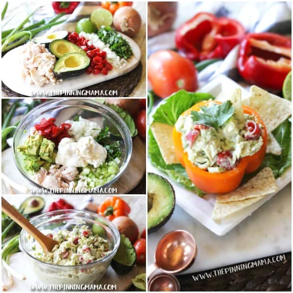 Guacamole Chicken Salad Recipe- If you love guacamole, you will love this lunch idea! Creamy avocado, zesty cilantro, and tangy lime all make this pretty much the best easy meal ever!