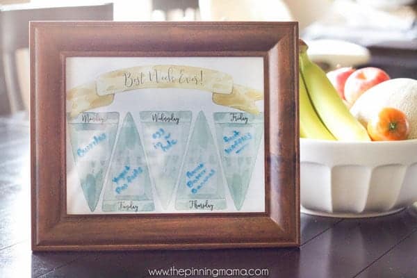 Free Printable Morning Routine Organizer - Use this to write the meal plan for each day of the week on. Put it in a frame and then use a dry erase marker to label what you are having each day.