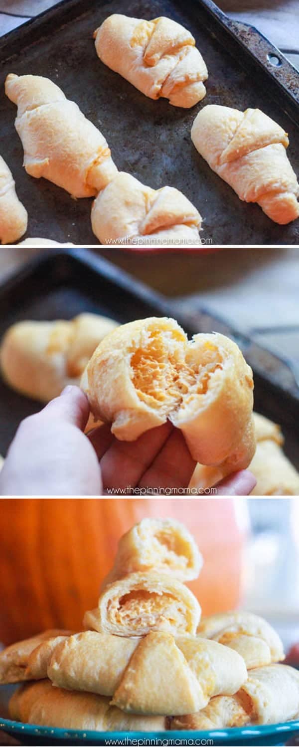 3 ingredient Pumpkin Cream Cheese Crescent Roll Recipe- These are TO DIE FOR Delicious! Perfect for fall and Thanksgiving breakfast idea!