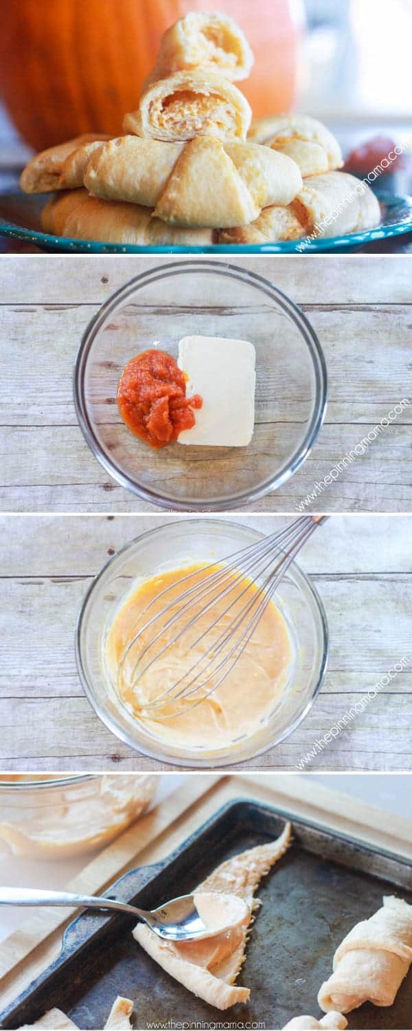 3 ingredient Pumpkin Cream Cheese Crescent Roll Recipe- These are TO DIE FOR Delicious! Perfect for fall and Thanksgiving breakfast idea!
