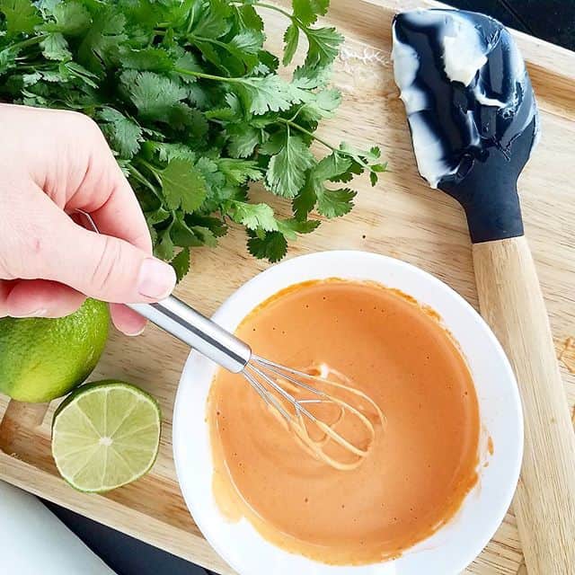 This spicy asian mayo is only 3 ingredients and SO GOOD!