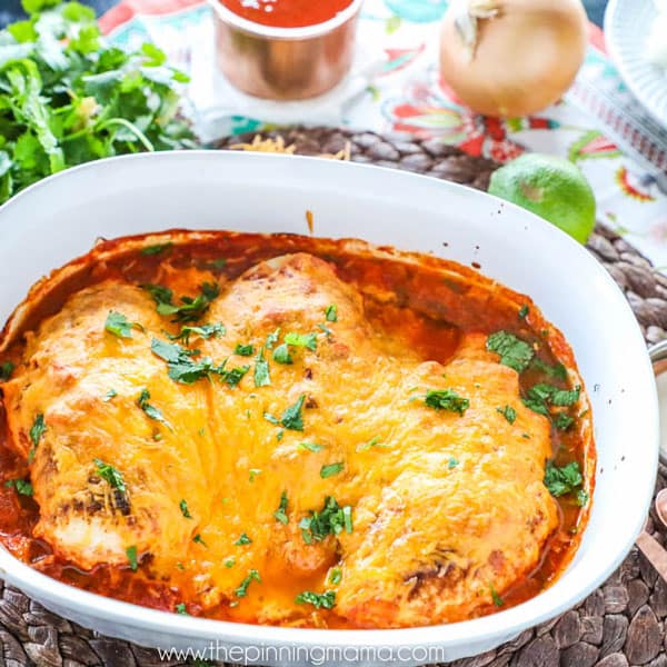Quick and Easy Dinner Idea- Salsa Chicken Bake - Just 4 ingredients, one dish and 15 minutes of prep! My whole family loves this supper!