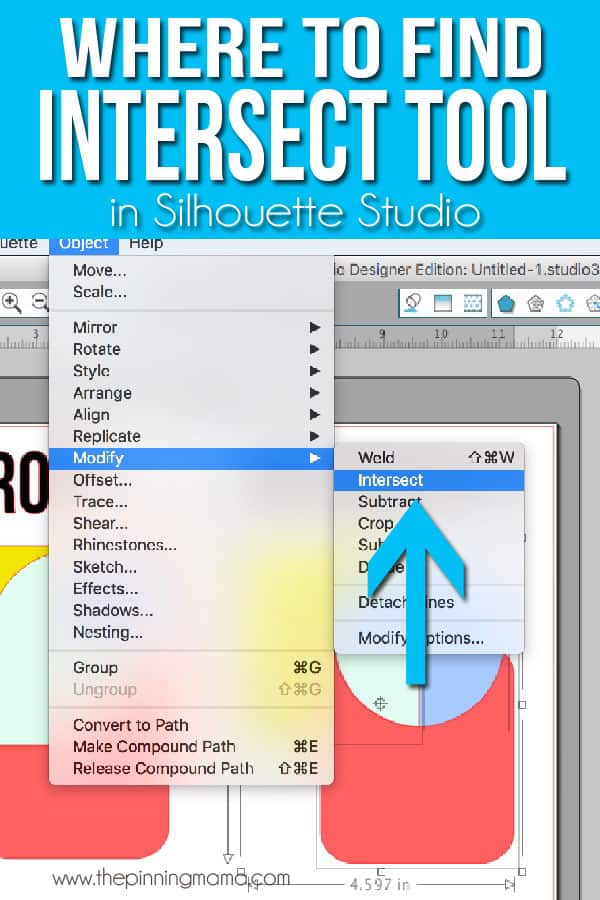 Where to find the INTERSECT TOOL in Silhouette Studio