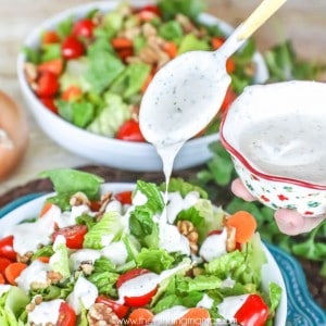 Easy to make Homemade Ranch Dressing Recipe - So crazy good and dairy free, gluten free, paleo, and whole30 compliant. Perfect for a salad or just dipping sauce!