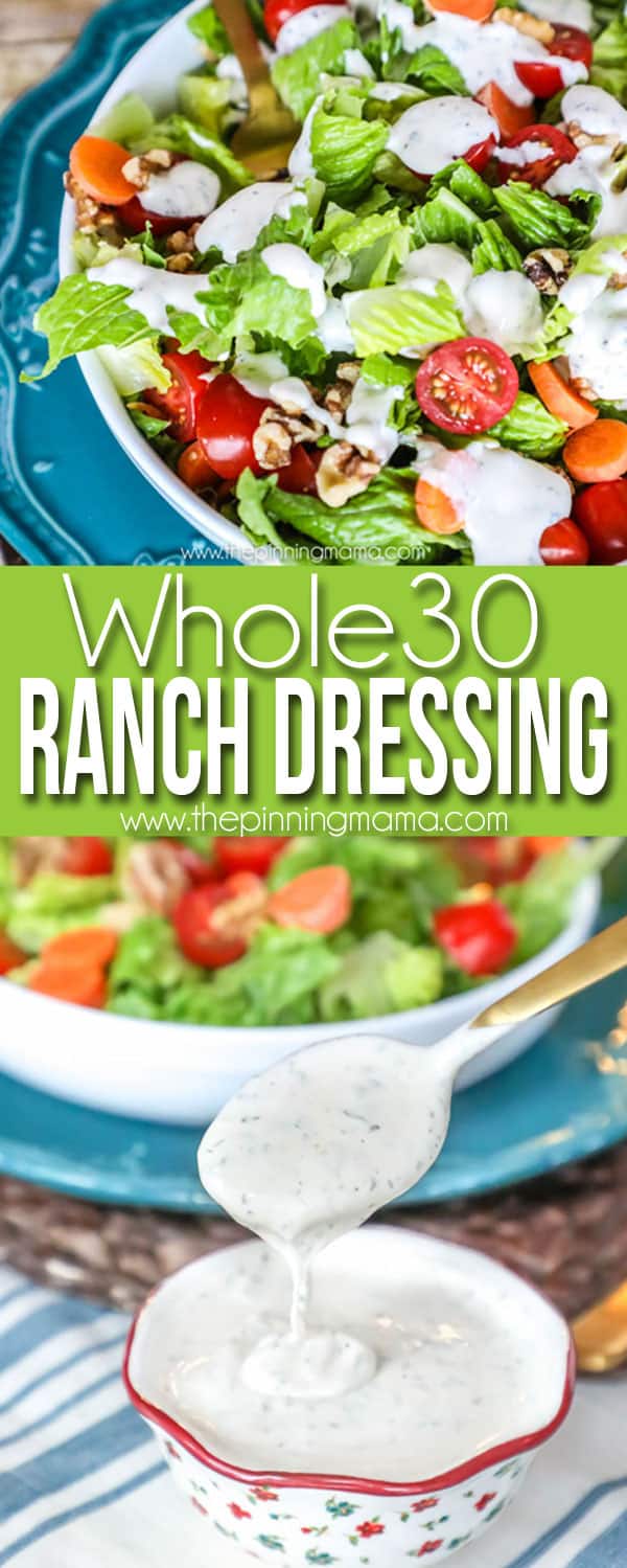 OH MY! You would never know this ranch dressing is healthy! Not only is it delicious but this ranch dressing recipe is dairy free, gluten free, paleo, and whole30 compliant! 