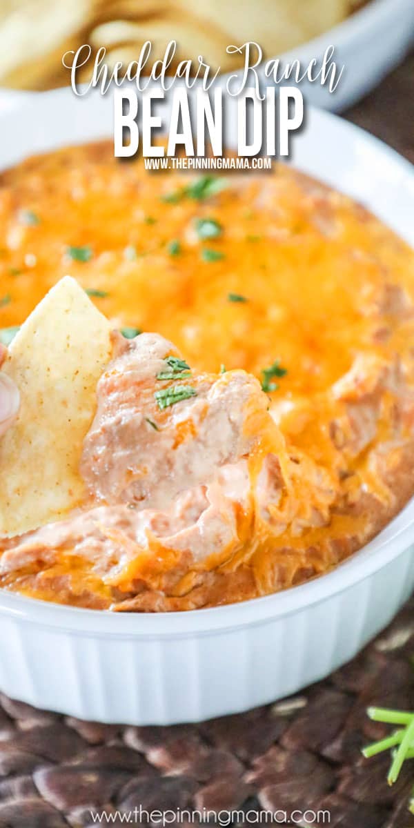 Cheddar Ranch Bean Dip - Perfect quick and easy party appetizer for a crowd!