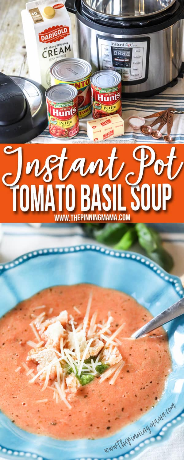 This is AMAZING! Instant Pot Creamy Tomato Soup- Just a few ingredients and a few minutes to this easy soup recipe! Makes a great winter lunch or dinner!