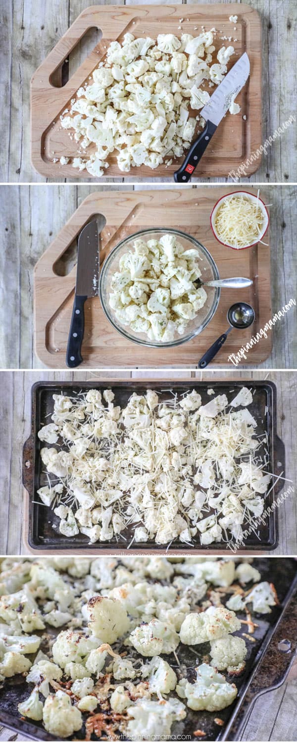 Easy Oven Roasted Parmesan Ranch Cauliflower is a simple side dish that is low carb, and quick to make!