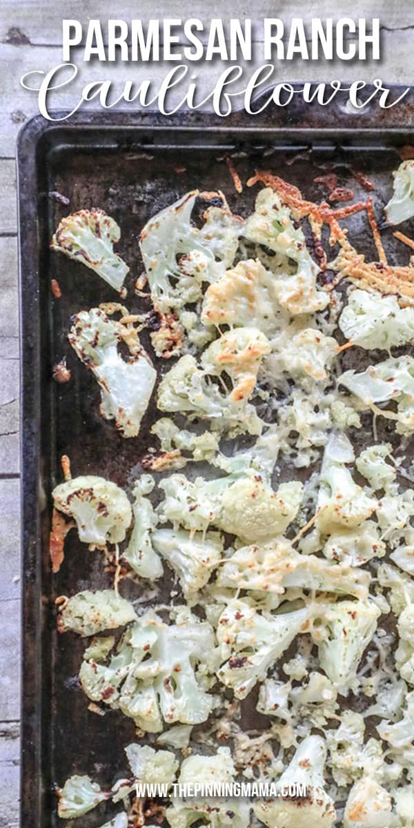 Easy Oven Roasted Parmesan Ranch Cauliflower is a simple side dish that is low carb, and quick to make!