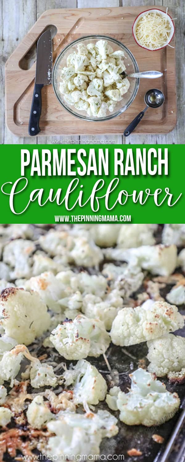 Easy Oven Roasted Parmesan Ranch Cauliflower is a simple side dish that is low carb, and quick to make!