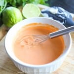 This spicy mayo is the perfect compliment to many asian dishes or even dipping french fries! It combines the zesty flavor of sriracha and lime with the creaminess of mayo for the perfect dipping sauce!