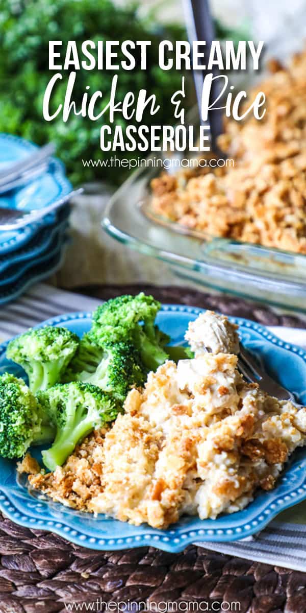 THIS is comfort food! 7 Ingredient Creamy Chicken & Rice Casserole. Perfect easy diner idea!
