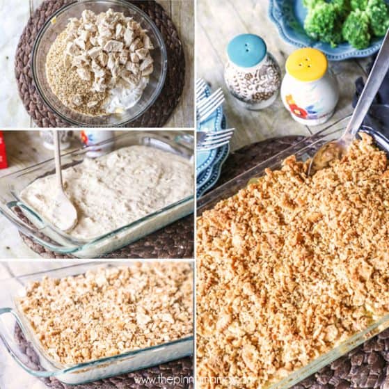 The Easiest and Most Delicious Creamy Chicken & Rice Casserole! Only 7 ingredients to one of my family's favorite easy dinners!