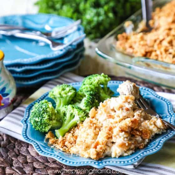 The Easiest and Most Delicious Creamy Chicken & Rice Casserole! Only 7 ingredients to one of my family's favorite easy dinners!