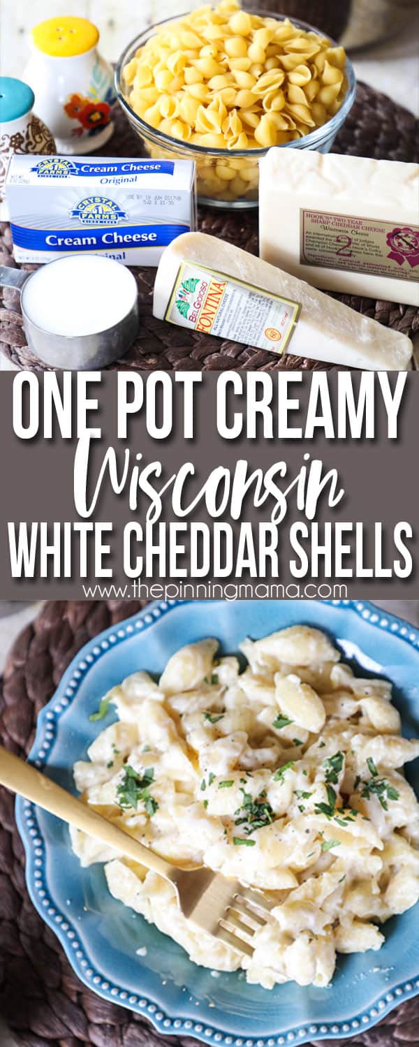 This EASY one pot creamy shells and cheese recipe has no flour and gets it creaminess all from the cream cheese!